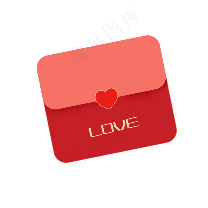 七夕节爱情LOVE红色扁平信封(2000X2000(DPI:300))psd模版下载