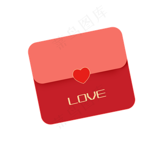七夕节爱情LOVE红色扁平信封