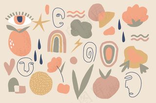 手绘抽象有机形状背景