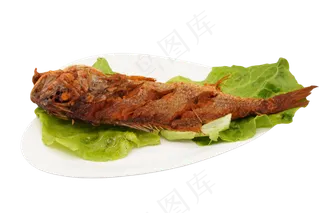 白色餐盘小黄鱼