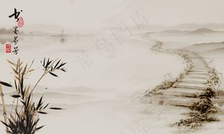 中国风工笔画高清背景图