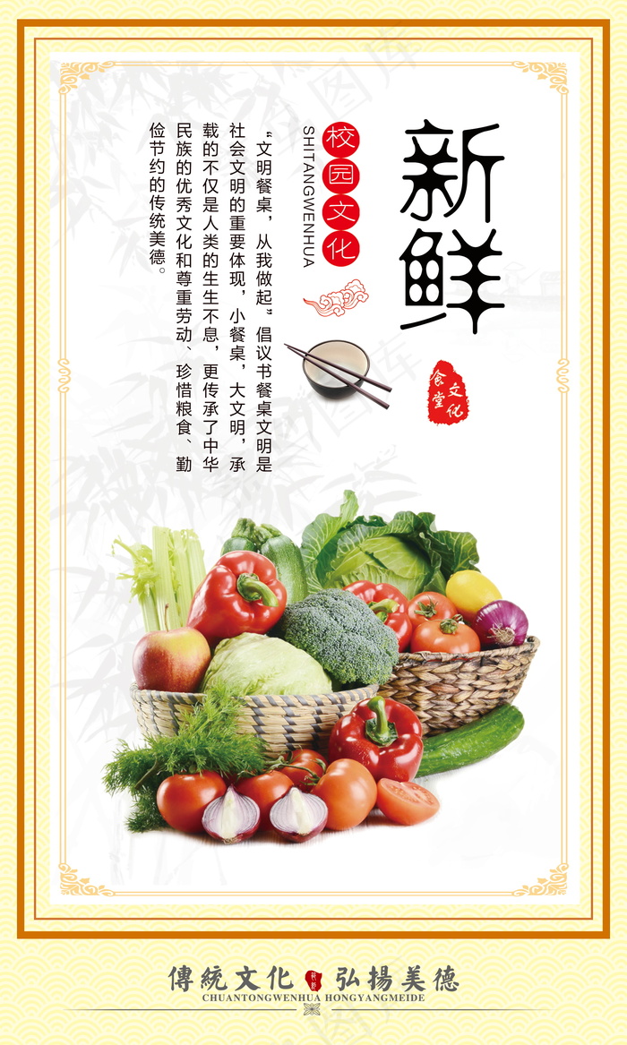 校园餐厅食堂挂画标语海报反对浪费节约粮食psd模版下载