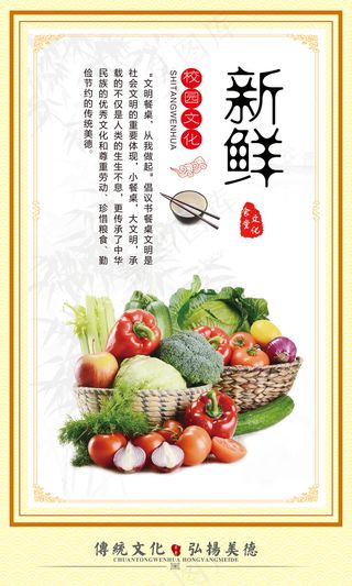 校园餐厅食堂挂画标语海报反对浪费节约粮食