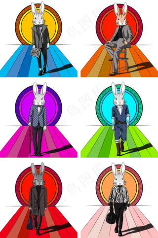 中秋节Q版卡通时尚兔先生套图