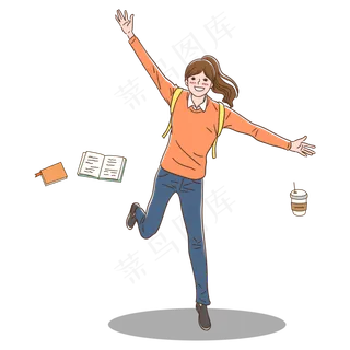 国庆节学生放长假开心女孩