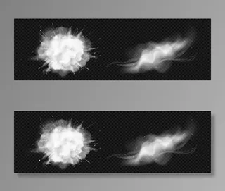 粉尘喷雾、白烟、含颗粒的粉末爆炸。