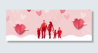 粉色清新感恩节握手温馨Banner