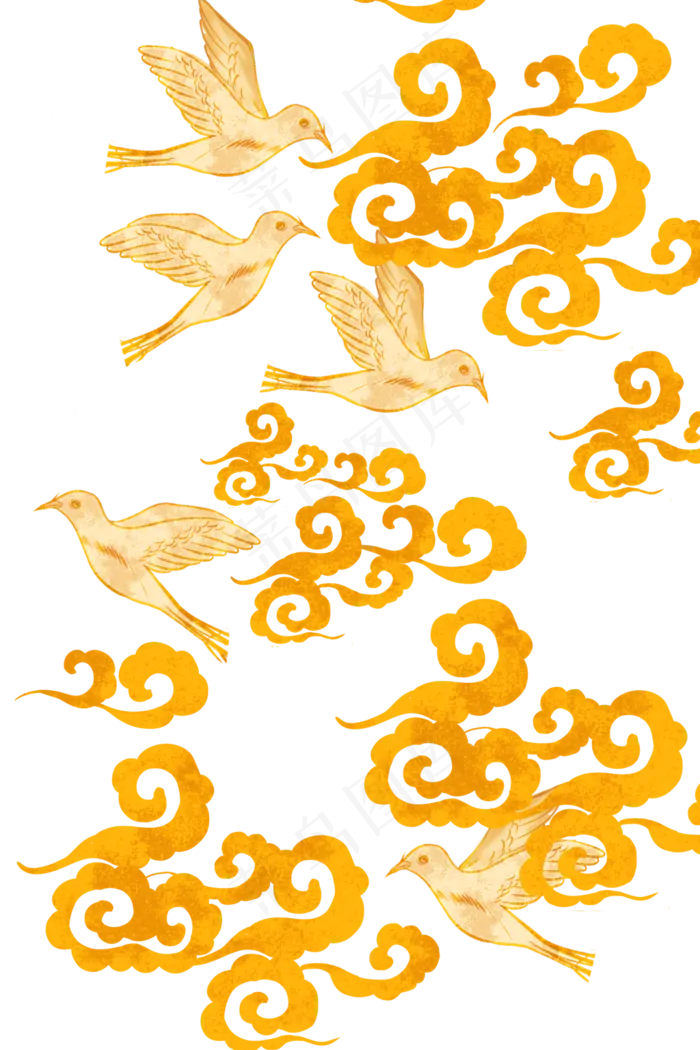 金色飞鸟云纹(1024X1536(DPI:299))psd模版下载
