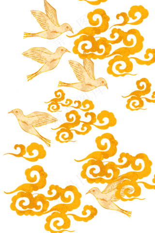 金色飞鸟云纹