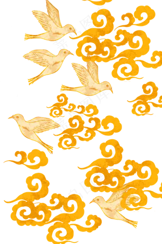 金色飞鸟云纹