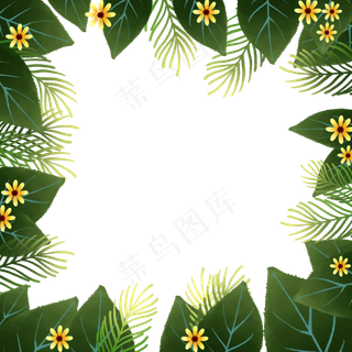 绿叶植物边框