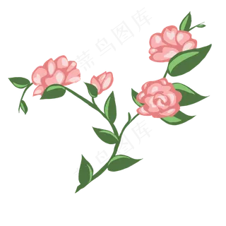 盛开的粉色卡通鲜花