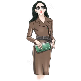 三八妇女节拿着绿色手包的墨镜美,免抠元素