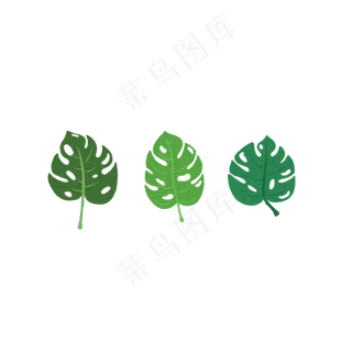 手绘热带绿叶子PNG图