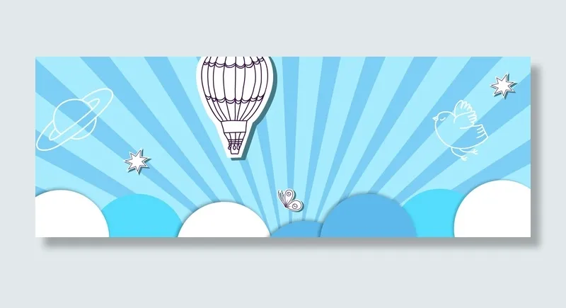天猫六一儿童节卡通热气球蝴蝶banner(1920*700px 	       )psd模版下载