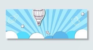 天猫六一儿童节卡通热气球蝴蝶banner