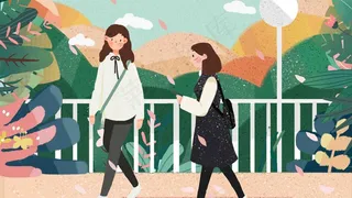 春天踏青出门游玩闺蜜出行踏青赏花