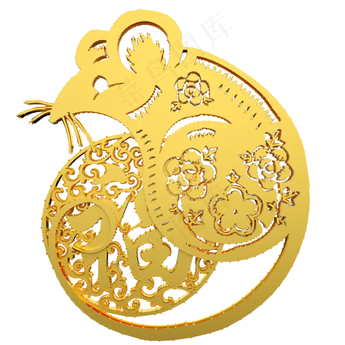鼠年2020剪纸风,免抠元素