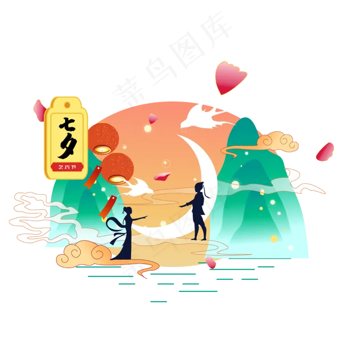 国潮七夕节(2000X2000(DPI:300))ai矢量模版下载