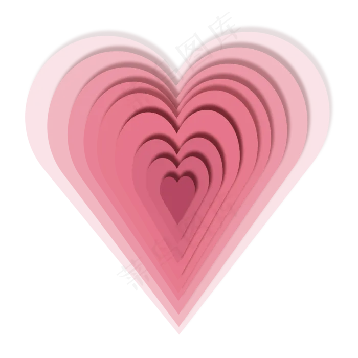 渐变虚幻立体风爱心装饰免扣PNG图,免抠元素ai矢量模版下载