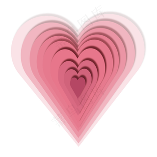 渐变虚幻立体风爱心装饰免扣PNG图,免抠元素