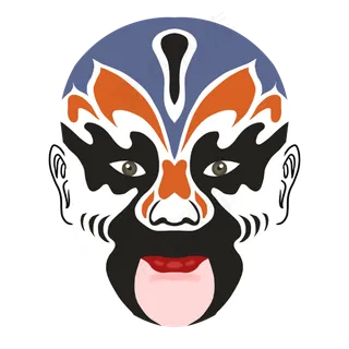 中国风蓝色白色京剧脸谱