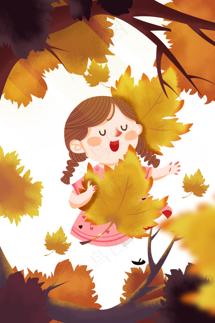 女孩银杏树,免抠元素