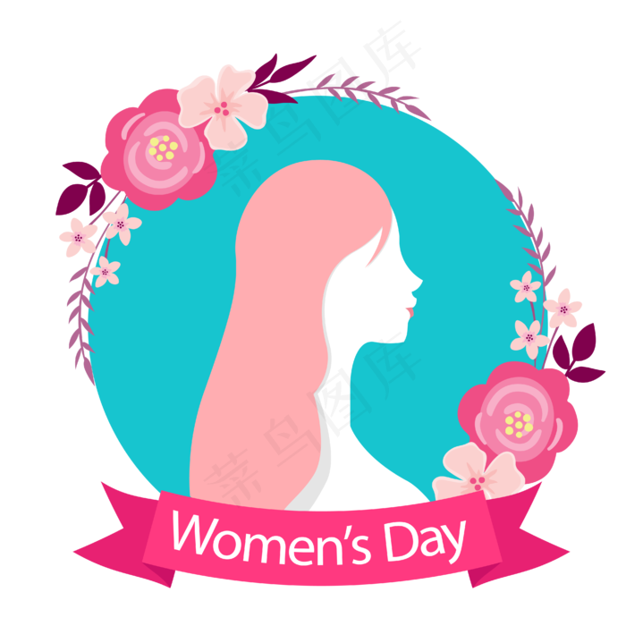 三八妇女节花朵女性形象图案,免抠元素