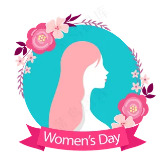 三八妇女节花朵女性形象图案,免抠元素