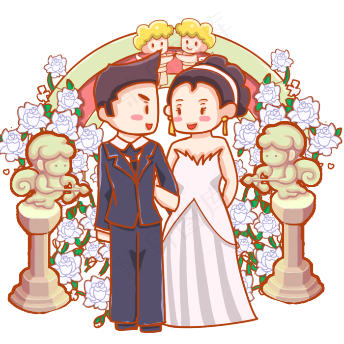 婚礼婚礼季可爱婚纱新人(1024X1024(DPI:300))psd模版下载
