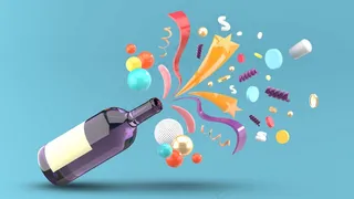 这酒原来是蓝底上的星星和丝带