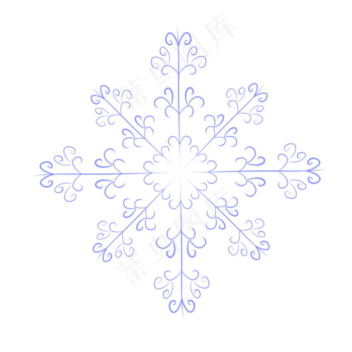 手绘小清新冬日蓝色雪花可商用装,免抠元素