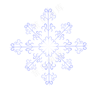 手绘小清新冬日蓝色雪花可商用装,免抠元素