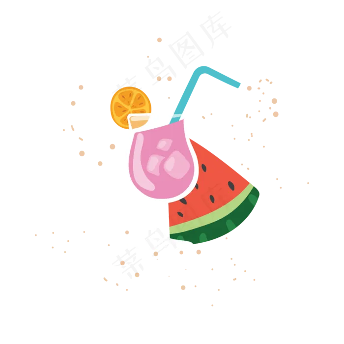 扁平风夏天的水果素材(2048X2048(DPI:132))ai矢量模版下载