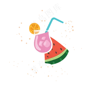 扁平风夏天的水果素材