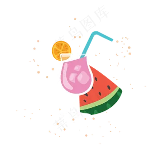 扁平风夏天的水果素材