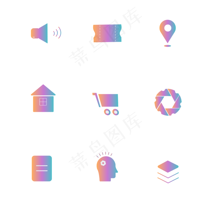 渐变科技风图标(4167*4167px 300 dpi )ai矢量模版下载