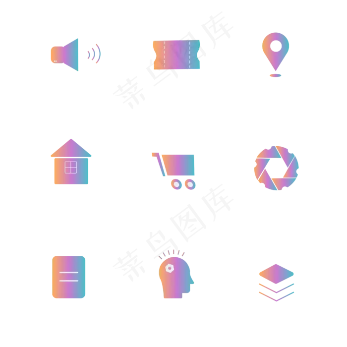 渐变科技风图标(4167*4167px 300 dpi )ai矢量模版下载