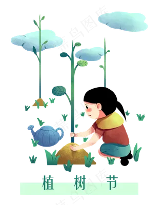 植树节种树的小孩