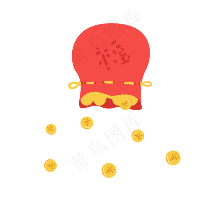 福袋倒成堆的金币,免抠元素(2362X2362(DPI:300))psd模版下载