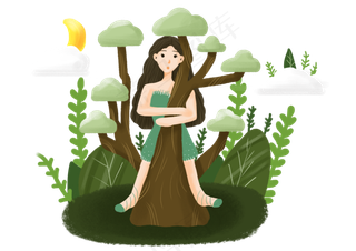 手绘卡通植树节节气小清新风格树