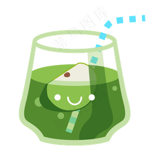 夏日饮料果汁矢量绿色的苹果果汁