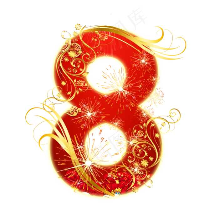 红色喜庆数字8psd模版下载