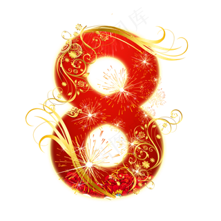 红色喜庆数字8
