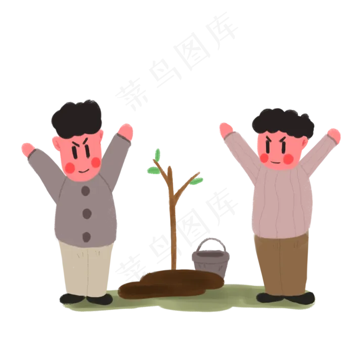 植树节小伙伴开心植树(2000X2000(DPI:300))psd模版下载