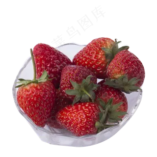 一碗新鲜的草莓免抠图