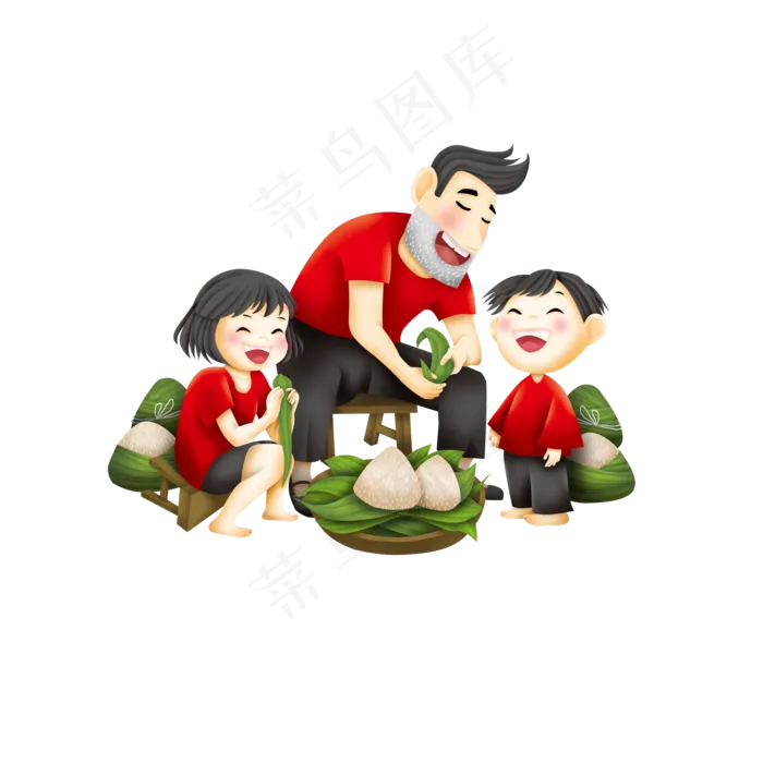 一家人包粽子元素(2000X2000(DPI:96))psd模版下载