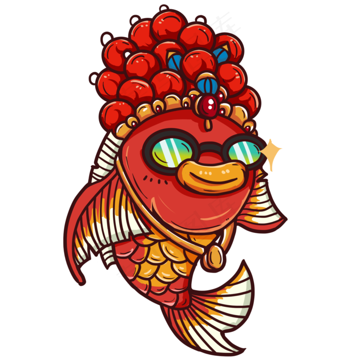 国潮风戴墨镜酷锦鲤(2000X2000(DPI:300))psd模版下载