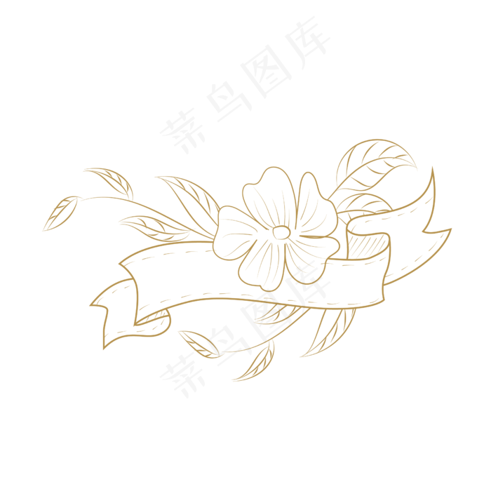 金色手绘复古花纹标签