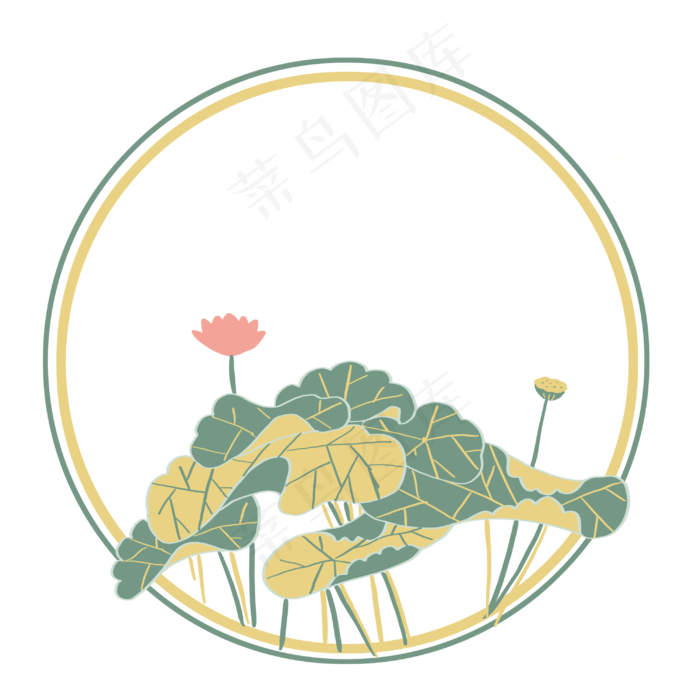 荷花边框黄色免抠元素(3000X3000(DPI:132))psd模版下载